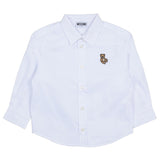 Moschino White Bear Logo Embroidered Full Sleeve Shirt