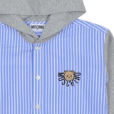 Moschino Blue Stripes Hooded Shirt