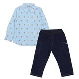 Moschino Blue Teddy Bear Shirt & Trousers Set