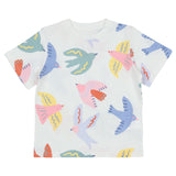 Stella McCartney White T-Shirt With Multi Birds Printed