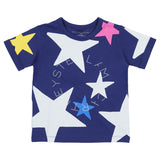 Stella McCartney Blue T-Shirt With Brand Name Stars Printed