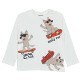 Mayoral White T-Shirt With Wolf Skating Printed