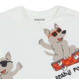 Mayoral White T-Shirt With Wolf Skating Printed