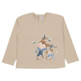 Mayoral Beige T-Shirt With Girl And Animal