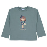 Mayoral Blue T-Shirt With Girl Rubber Print