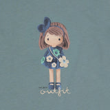 Mayoral Blue T-Shirt With Girl Rubber Print