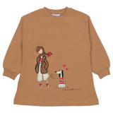 Mayoral Brown Dress With Girl Emb