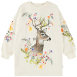 Molo Off White Floral-Motif Deer-Print Dress