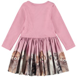 Molo Pink Ribbed Kitten Print Dress