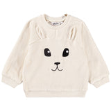 Molo Ivory Velour Animal Face Sweatshirt