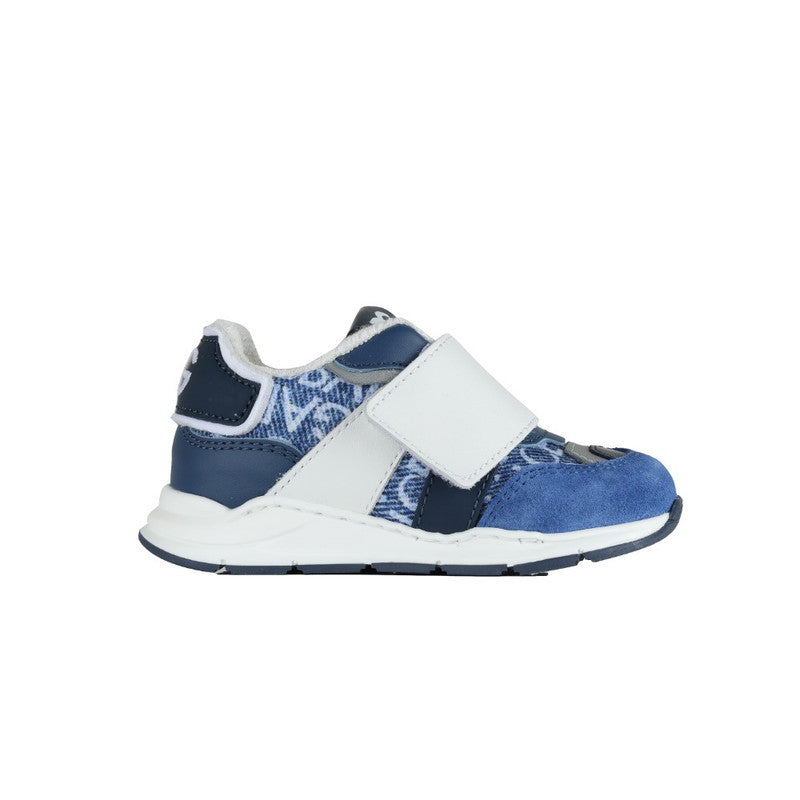 Dolce & Gabbana Blue Leather & Denim Velcro Trainers