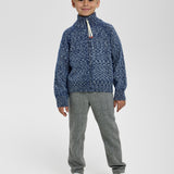 Choupette Dark Blue Melange Knitted Sweater With Zip