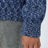 Choupette Dark Blue Melange Knitted Sweater With Zip