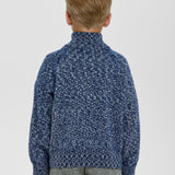 Choupette Dark Blue Melange Knitted Sweater With Zip