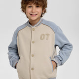 Choupette Beige Blue Combined Bomber Jacket