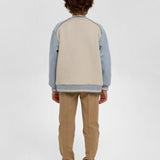 Choupette Beige Blue Combined Bomber Jacket