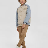 Choupette Beige Blue Combined Bomber Jacket