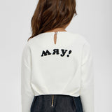 Choupette Ecru Stylish Cropped Sweatshirt