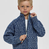 Choupette Dark Blue Melange Knitted Sweater With Zip