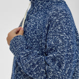 Choupette Dark Blue Melange Knitted Sweater With Zip