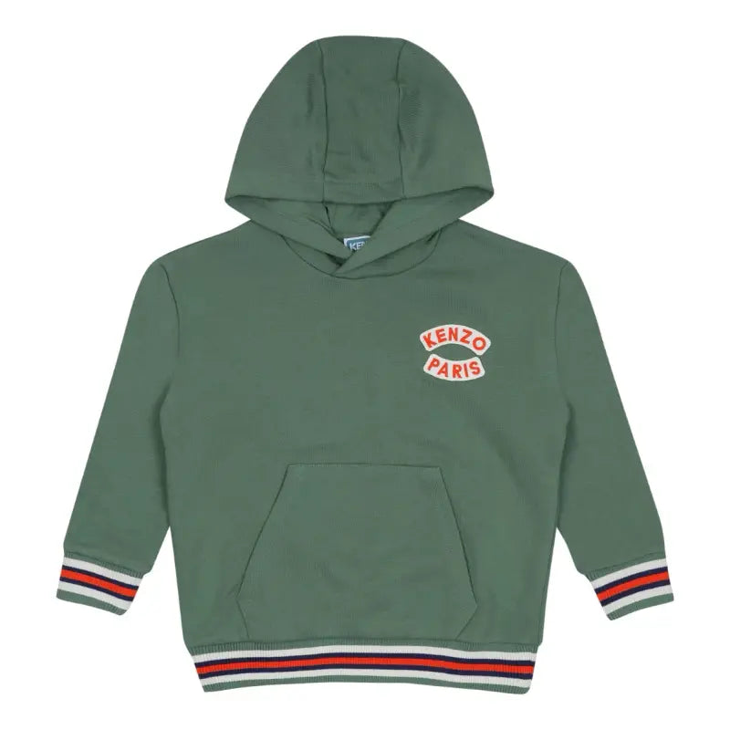 Kenzo Green Logo Motif Embroidered Hoodie Les Petits Les Petits