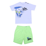 iDo White Shark T-Shirt & Green Shorts Set