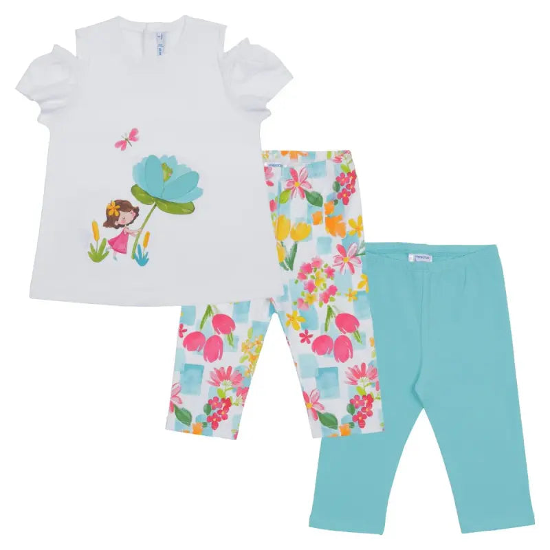 Mayoral White Floral Print Leggings Set Les Petits Les Petits