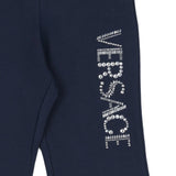 Versace Girls Navy Blue Embellished Logo Jersey Trousers