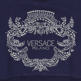 Versace Navy Blue Diamante Crest Logo Sweatshirt