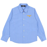 Versace Blue Safety Pin Logo Striped Shirt