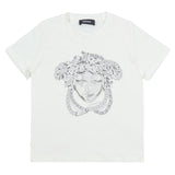 Versace White Medusa T-Shirt With Studs & Diamantes