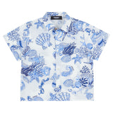 Versace Blue & White Cotton Coral Theatre Shirt