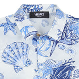 Versace Blue & White Cotton Coral Theatre Shirt