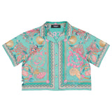 Versace Green Underwater Barocco Print Silk Shirt