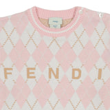 Fendi Pink & White Argyle Sweater