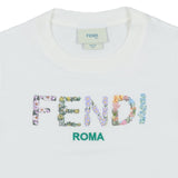 Fendi White Cotton Floral Logo T-Shirt