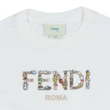Fendi White Cotton Fendi Roma T-Shirt