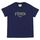 Fendi Navy Cotton Fendi Roma T-Shirt