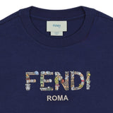 Fendi Navy Cotton Fendi Roma T-Shirt