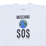Moschino White Globe Print Cropped Sweatshirt