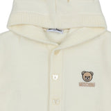 Moschino Off White Teddy-Embroidered Knitted Cardigan