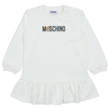 Moschino White Teddy Logo Ruffle Dress