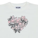 Moschino Ivory Bow Heart Print T-Shirt