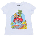 Moschino White Cartoon Car Print T-Shirt