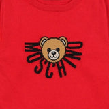 Moschino Red Teddy Bear Intarsia Knit Dress
