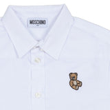 Moschino White Bear Logo Embroidered Full Sleeve Shirt