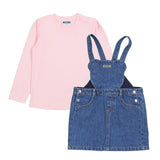 Moschino Pink Long-Sleeve T-Shirt & Blue Teddy Bear Denim Set