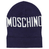 Moschino Navy Blue Logo Knit Beanie