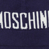 Moschino Navy Blue Logo Knit Beanie