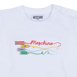 Moschino White Kids Pencil-Print Long-Sleeves Top